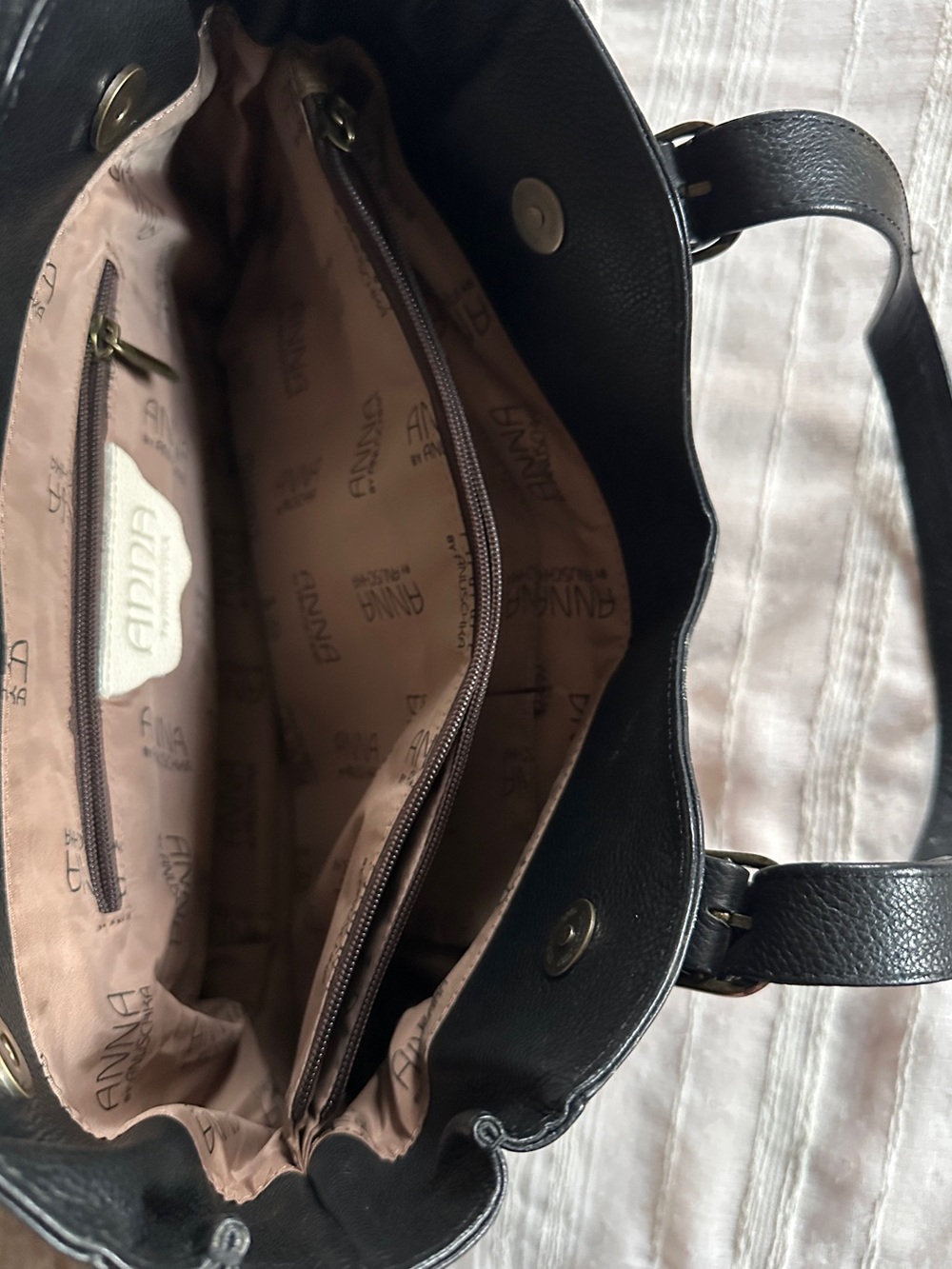 Anna by Anuschka Hand Painted Leather Shoulder Bag | Birds in Paradise Black - Picture 10 of 16